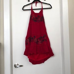Red backless dress